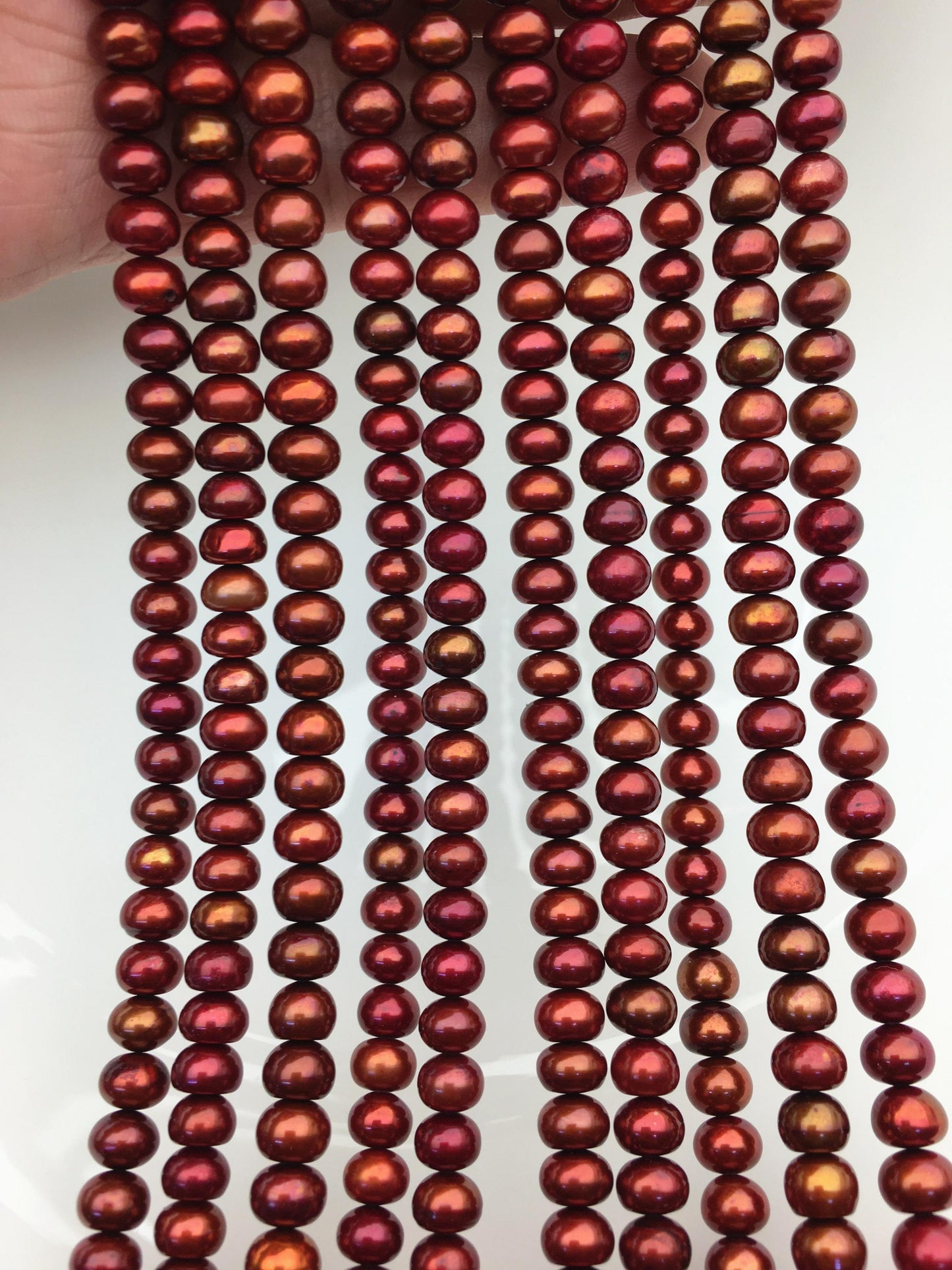 AAA 6-6.5mm brown button round freshwater pearls,full strand,loose button pearl,6mm Rondelle pearl Beads,SM6-T1