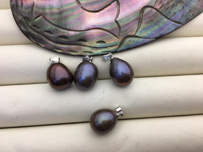 2pcs AAA 10-11.5mm big black brown pearl pendant , Oval Rice Pearl necklace- NC1-T41