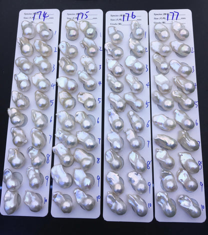 AAA 13-15x18-22mm White Flame ball Pearl Pairs - large Baroque freshwater pearl pairs,top half hole,FL15-3A-8-71