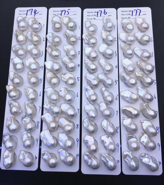 AAA 13-15x18-22mm White Flame ball Pearl Pairs - large Baroque freshwater pearl pairs,top half hole,FL15-3A-8-71