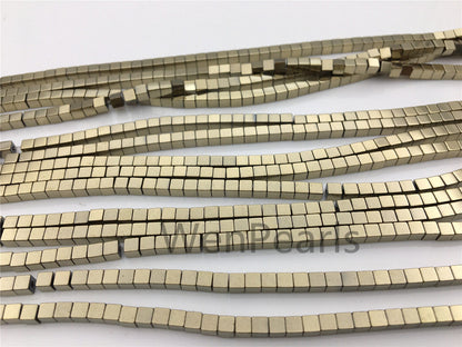 Hematite,3x3mm Brown cube square Beads,AAA, SELECT SIZE,15.5 inches,G50-CU33-001