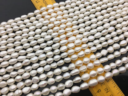 AAA 6-6.5mm white nugget freshwater pearls,3A baroque pearl,irregular nugget freshwater pearl strand,LM6-3A-4
