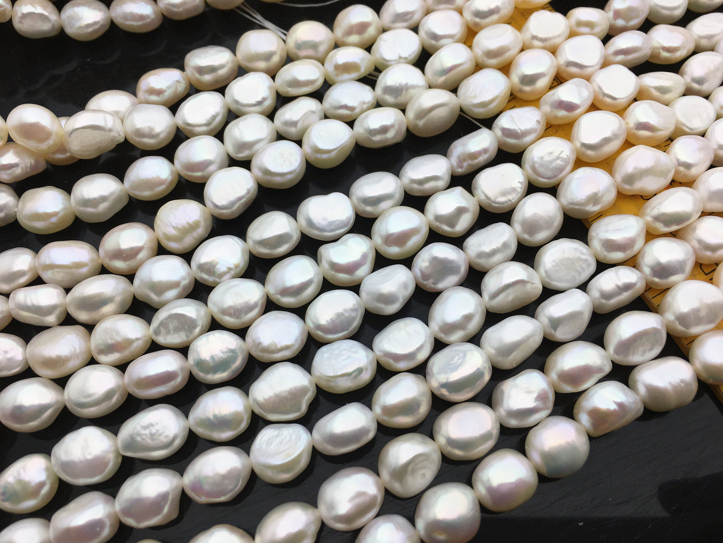 AAA 9-10mm white nugget pearls, high luster,15.3 inches full strand,white pearl necklace,LM9-3A-1-1