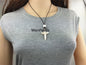 Cross Pearl Necklace,pearl and leather jewelry,leather necklace,creamy pearl,Cross Pearl Leather necklace,Le2-011