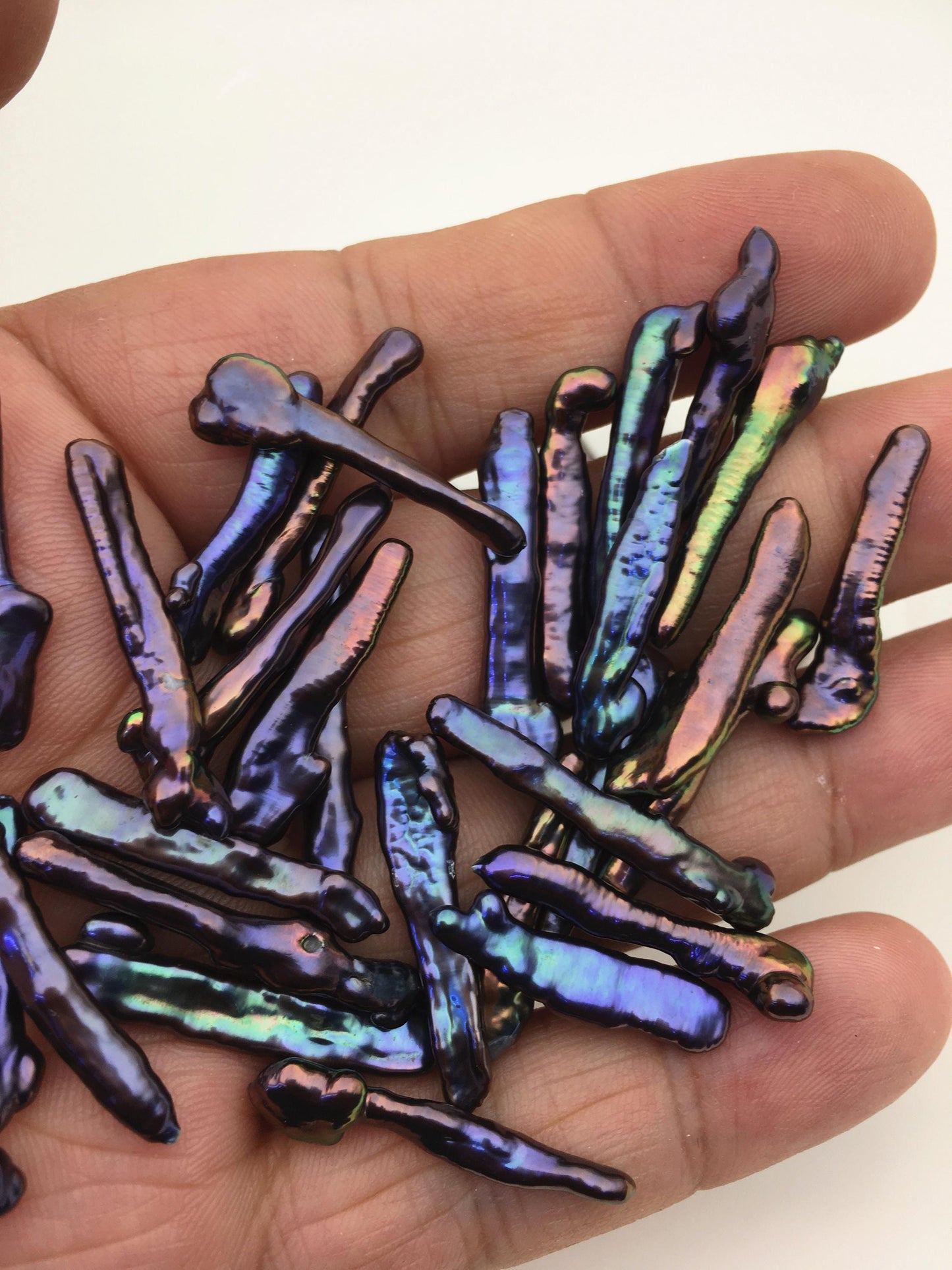 45pcs AAA 3-6mm black blue biwa keshi Freshwater Pearls, no hole,ZS-80-1-28
