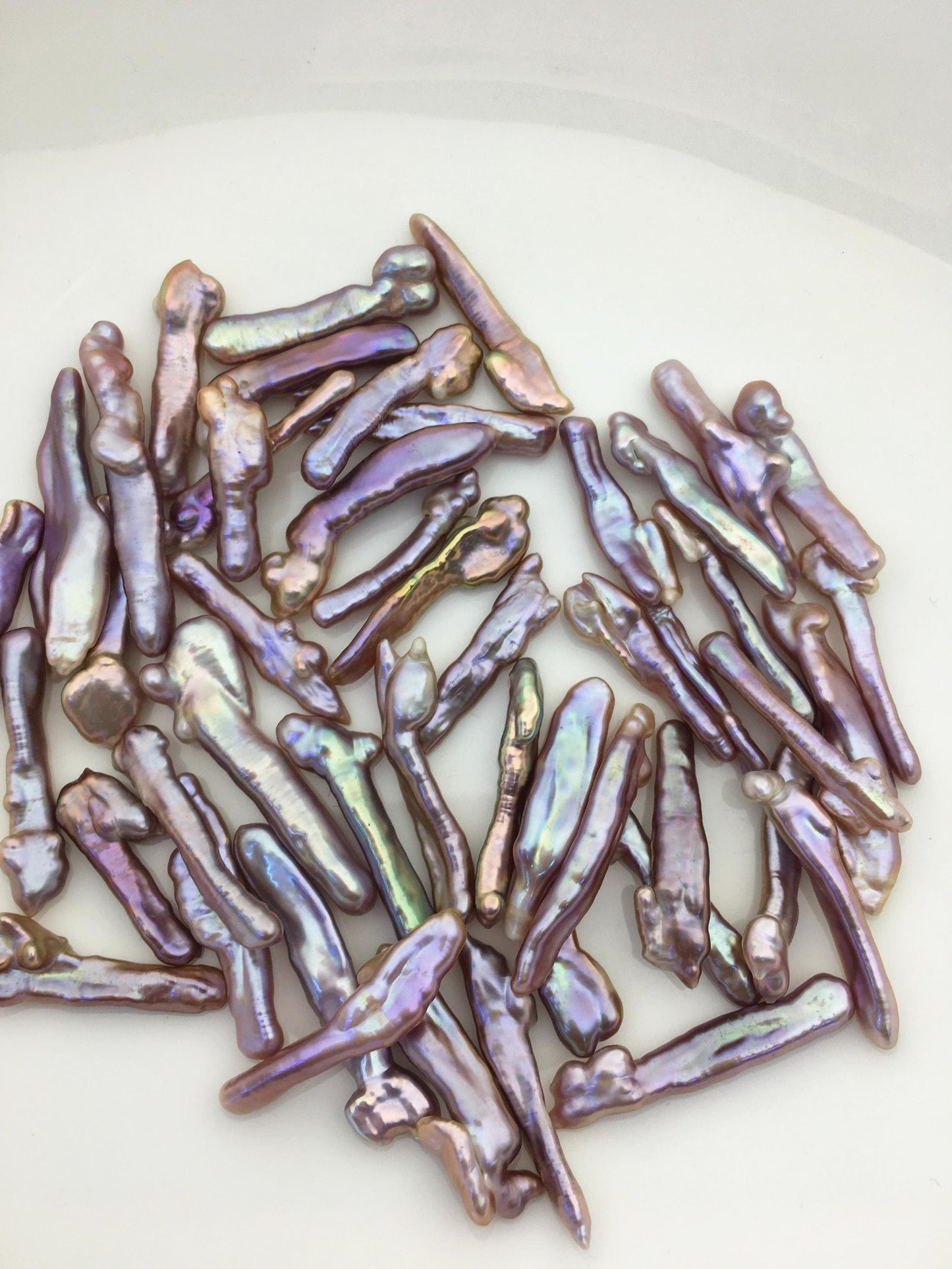 48pcs AAA 3-5mm natural purple rainbow Toothpick Freshwater Pearls, no hole,ZS-80-34