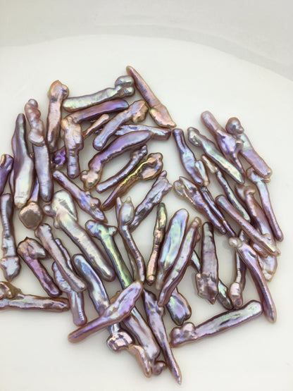 48pcs AAA 3-5mm natural purple rainbow Toothpick Freshwater Pearls, no hole,ZS-80-34