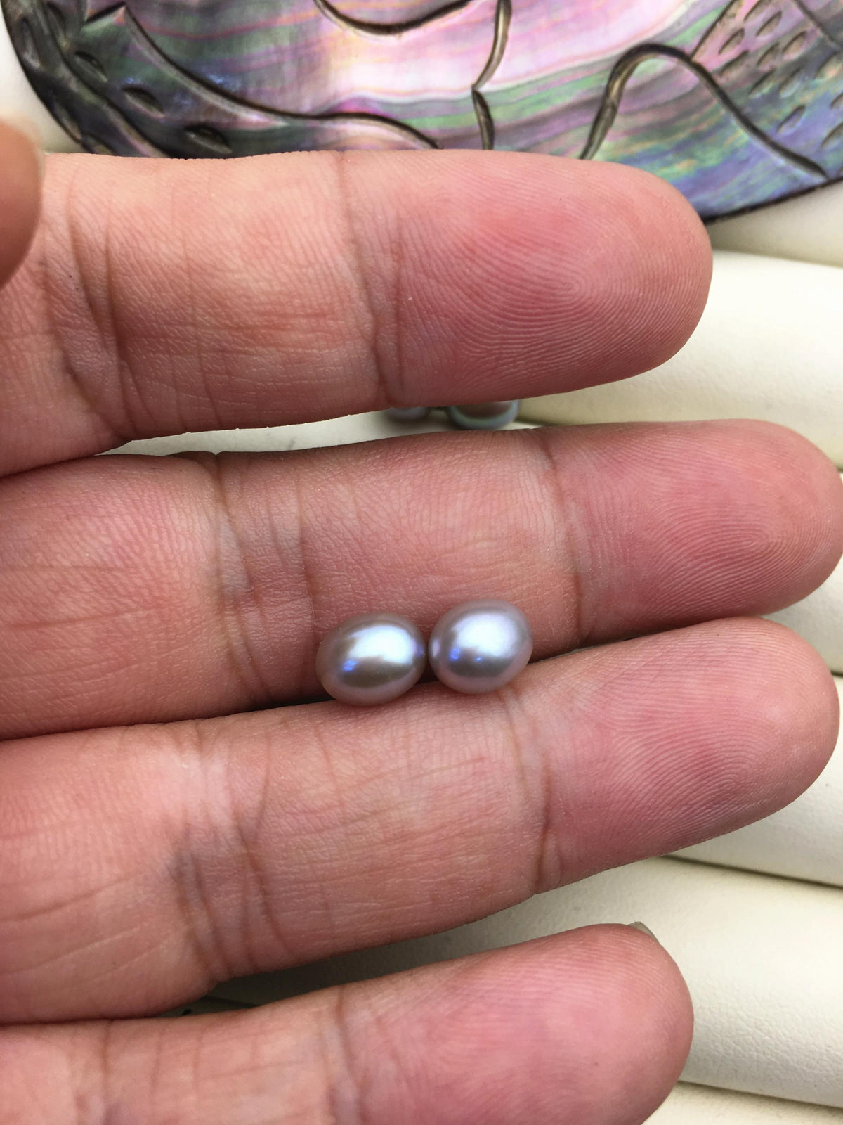 2 pairs AAA 6.3-7mm gray rice freshwater pearl pairs,tear drop pearl earrings,dangle pearl earrings,LR6-3A-15