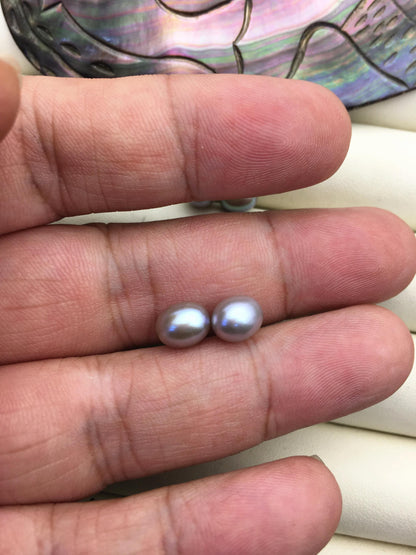 2 pairs AAA 6.3-7mm gray rice freshwater pearl pairs,tear drop pearl earrings,dangle pearl earrings,LR6-3A-15