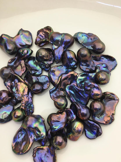 19pcs AAA- 16-22mm black blue rainbow flame ball pearl,no hole,FL15-T4-30