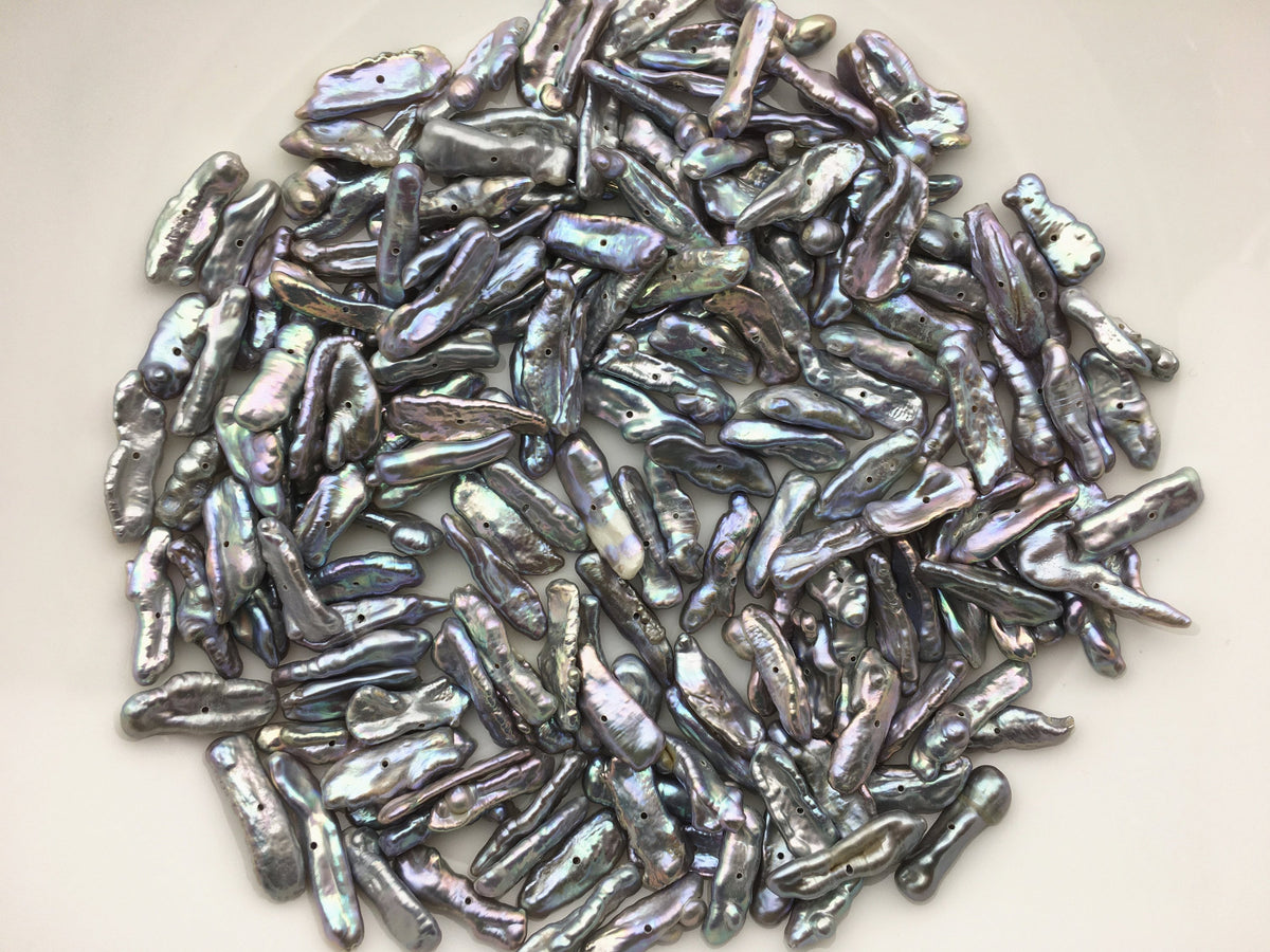 20pcs AA+ 6-7mm Gray Keshi Biwa keshi Freshwater Pearl,0.7mm center drill hole,ZS-T15