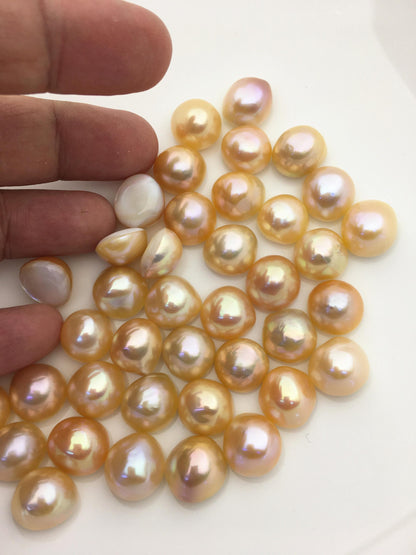 19pcs AAA 13-14mm Natural Orange Baroque Mabe Freshwater Pearls,no hole,MB-T59