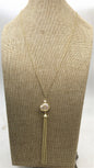 32'' white pearl Tassels gold chain necklace,NC1-038