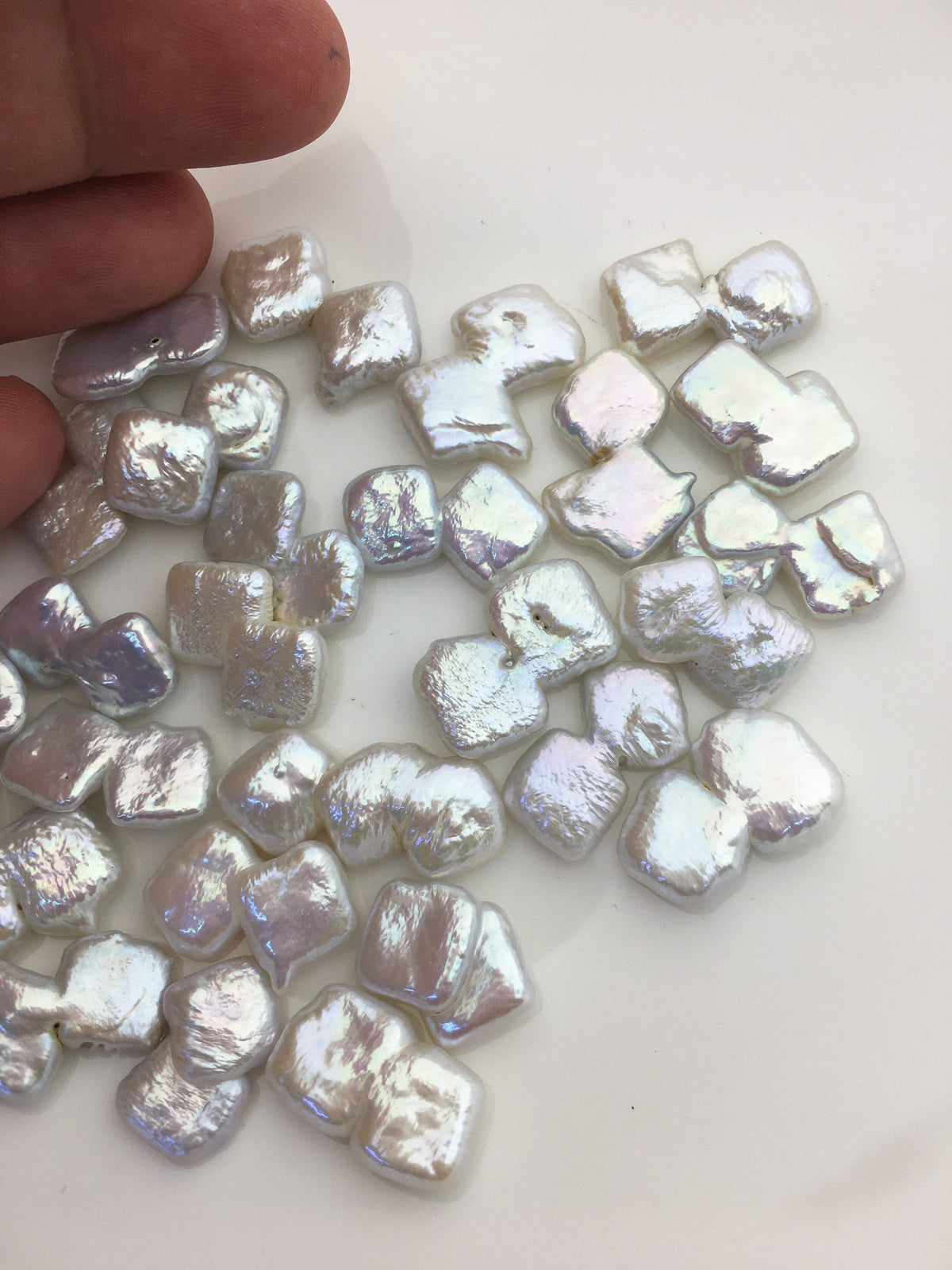 10pcs AA+ 11-12mm white twins block Pearls,no hole,ZS-102-7