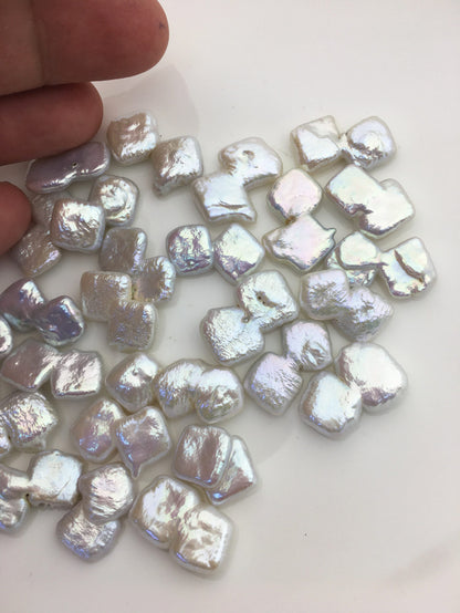 10pcs AA+ 11-12mm white twins block Pearls,no hole,ZS-102-7