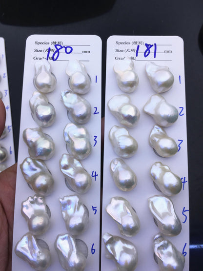 AAA 13-15x18-22mm White Flame ball Pearl Pairs - large Baroque freshwater pearl pairs,top half hole,FL15-3A-8-72