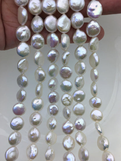 AA+ 10-11mm White Coin freshwater pearls,diy bead,flat round pearl bead,COIN12-2A-2-28