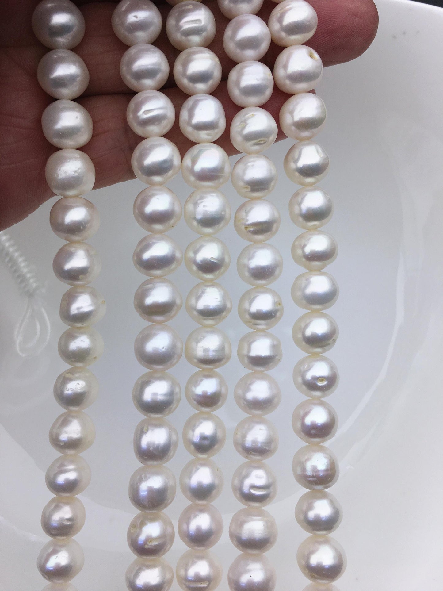 AA+ 9.4-10.3mm white button freshwater pearls,full strand,Rondelle pearl Beads,loose freshwater pearl,SM10-2A-5