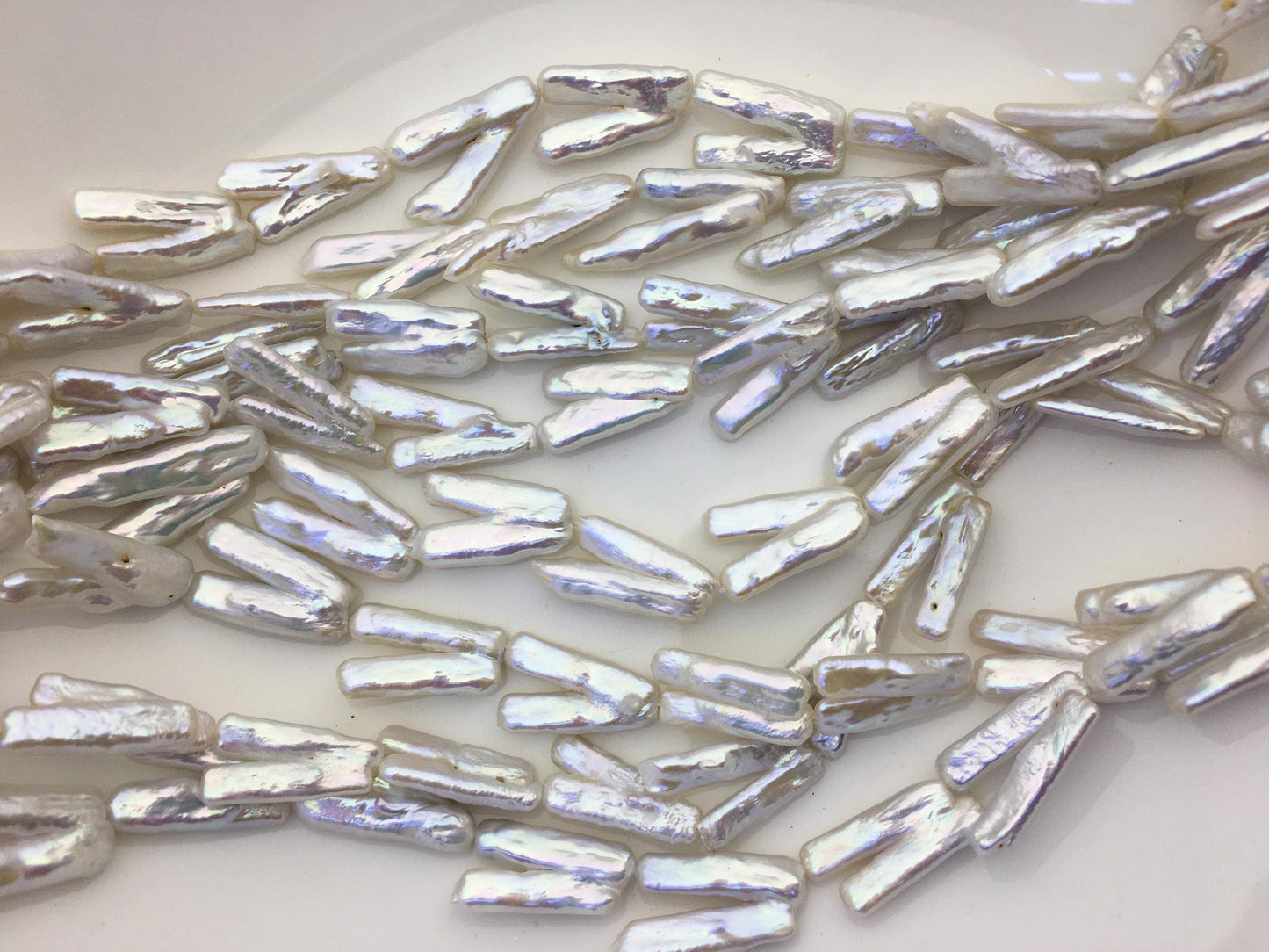 15.5'' AAA 9-12mm White rectangle pearls,ZS-80-25-6