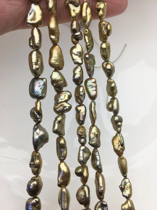AA+ 7-8mm brown Keshi Pearl Necklace,Genuine Fresh Water Pearl,Wedding Necklace,Mothers Day,ZS-80-10-26