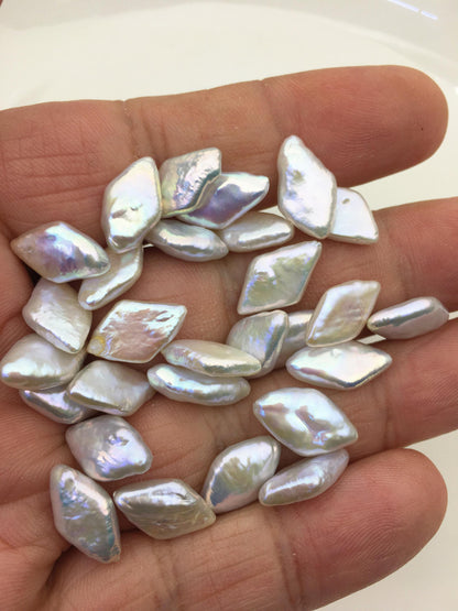 20pcs AAA 8-9mm white diamond no hole freshwater pearls,ZS-119-15