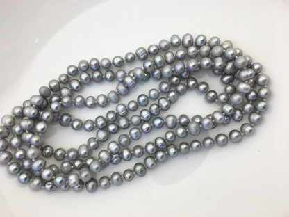 47'' AA+ 6mm gray potato freshwater pearl Necklace,NPN1-T9
