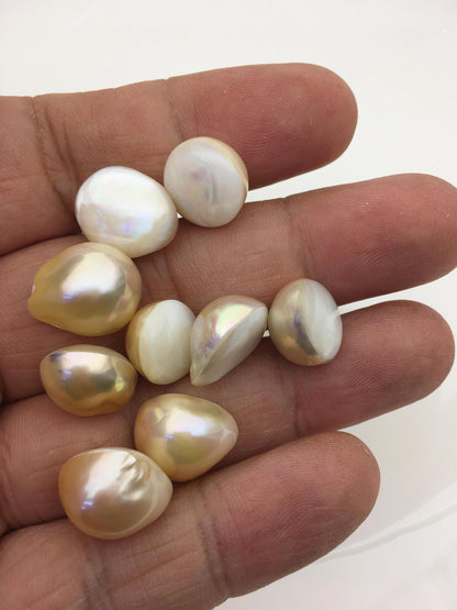 12pcs AAA 12-13mm natural color Baroque Teardrop Mabe Freshwater Pearls,no hole,MB-T22