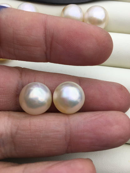 1 pair 12/13/14/15mm Mabe Pearl Pair,Half Ball Button Round Shape,salt sea pearl,mabe pearl,made in japan,Salt Sea Pearl,MB15-2A-1