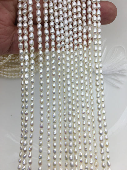 AAA- 3-3.5x3.5-4.5mm white rice freshwater pearls,LR3-2A-2