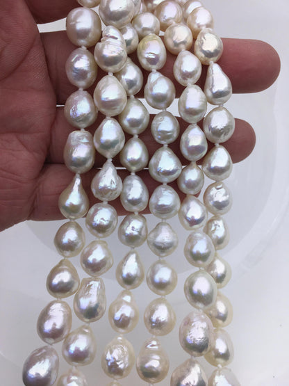 17'' AA+ 9-11mm white baroque drop edison freshwater pearl necklace,NPN1-T30-11