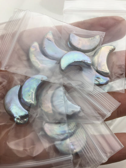 1 pair AAA 8-9x16-18mm Gray Moon Banana Shape Freshwater Pearl White loose Beads Pair,wholesale,ZS-103-37-22