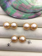 1 pair AAA 11-12mm orange round edison pearl stud earrings,SE3-T9-67