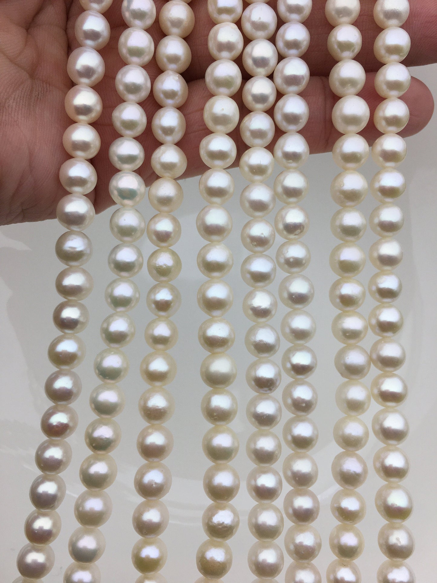 AA+ 6.4-7.3mm white round freshwater chinese pearls,RP7-2AY-BDa-1