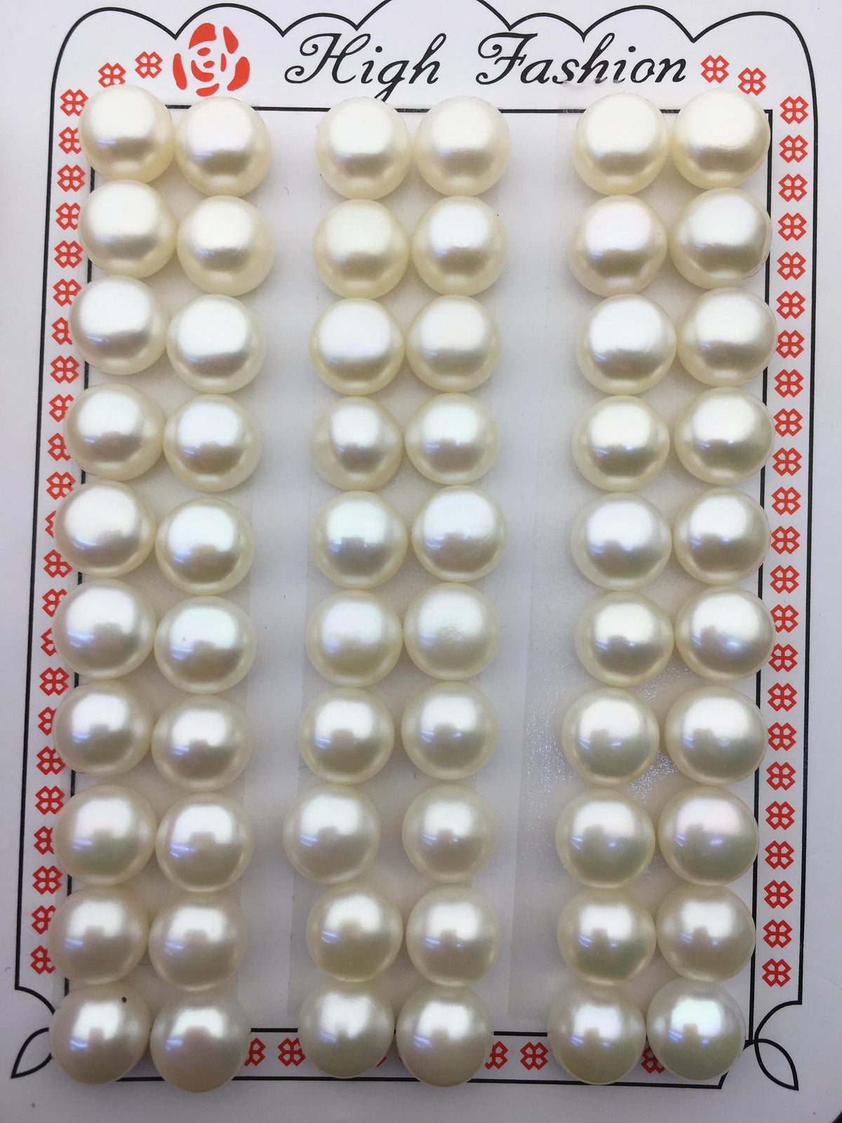 10 pairs AAA 9-9.5mm button round freshwater pearls pairs,earring material,flat back pearl pair,half drilled,BTN9-3A-4