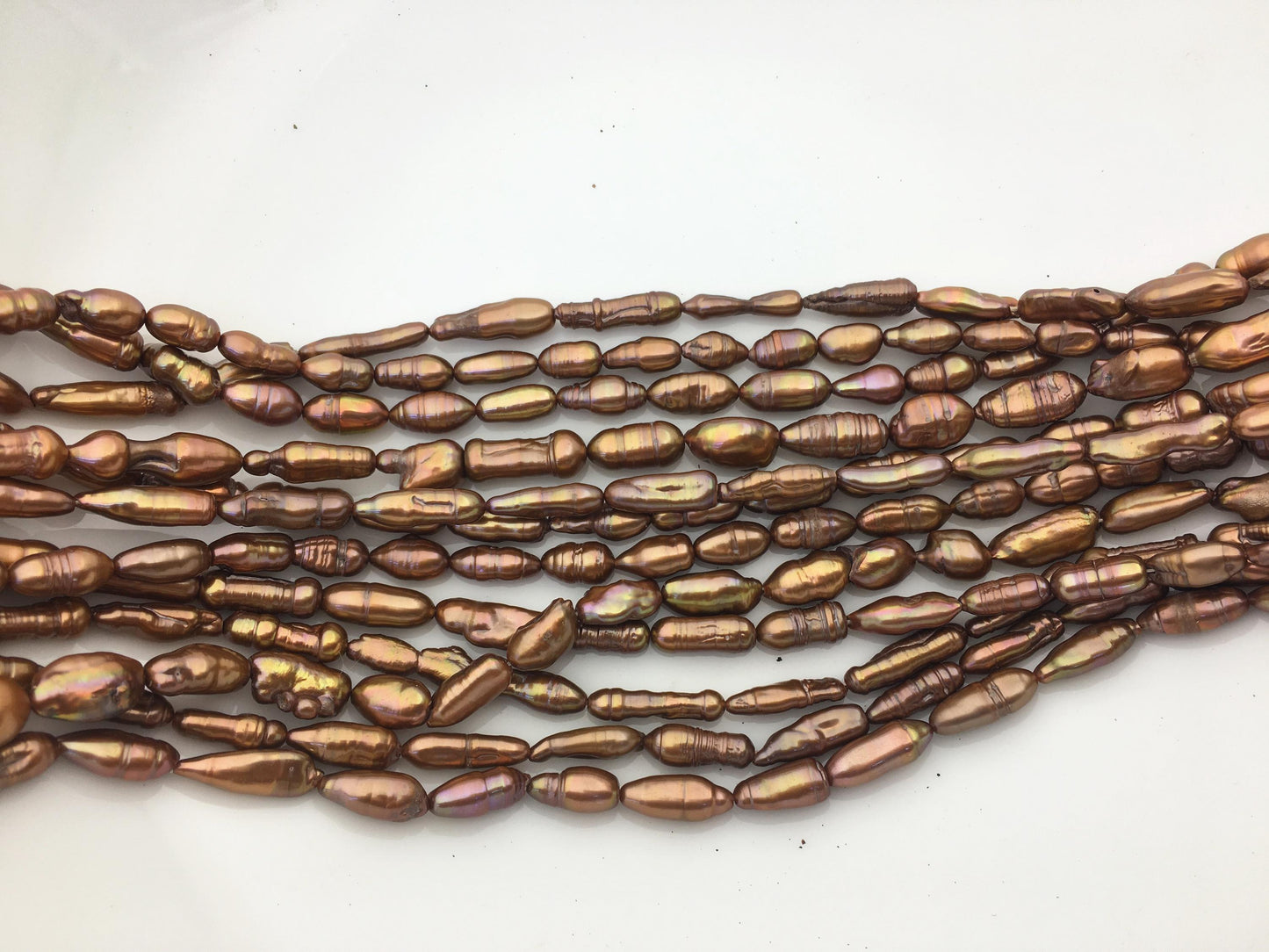12 strands AA 5-7mm red brown toothpick Biwa Pearl Necklace,Genuine Fresh Water Pearl,Wedding Necklace,Mothers Day,ZS-80-10-31