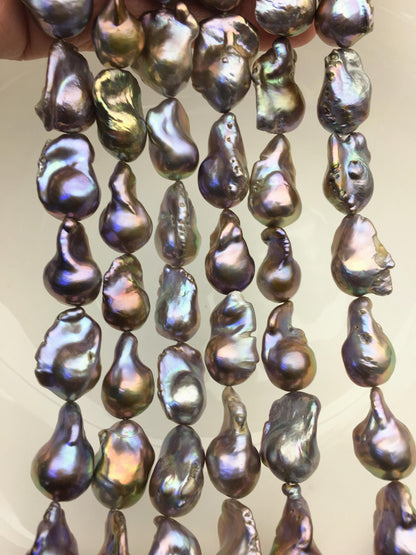 15.5'' AA+ 13-16mm Big Gray flame ball pearl,FL15-2A-5-53