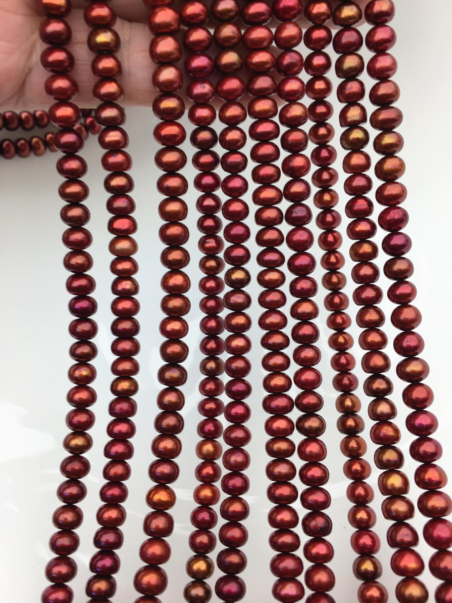AAA 6-6.5mm brown button round freshwater pearls,full strand,loose button pearl,6mm Rondelle pearl Beads,SM6-T1