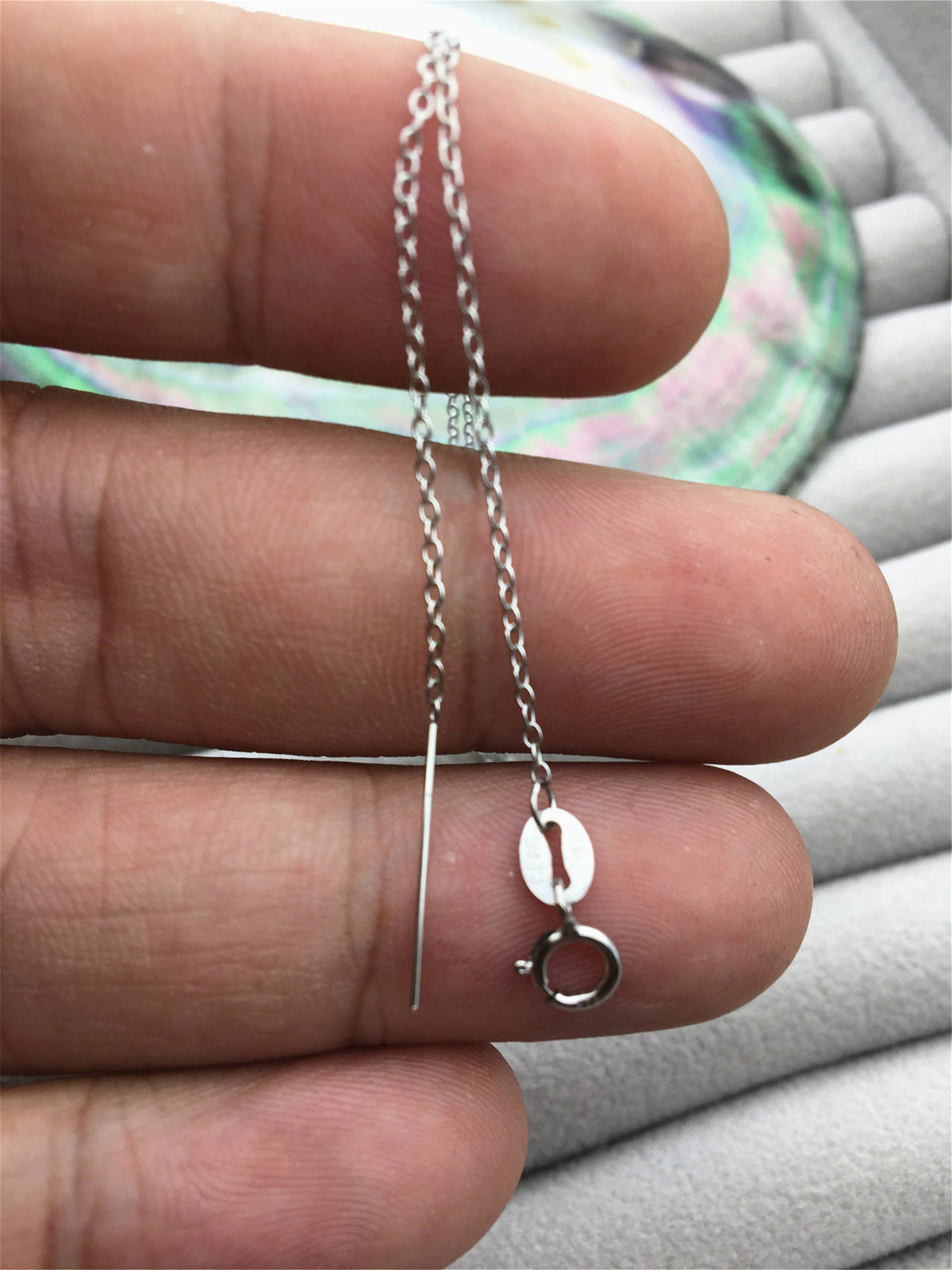 16" s925 Sterling Silver 0.65MM O Chain Necklace With Round Clasp,No adjust ball, need handmade finish part,S925 Chain Necklace,ASL-NC-5