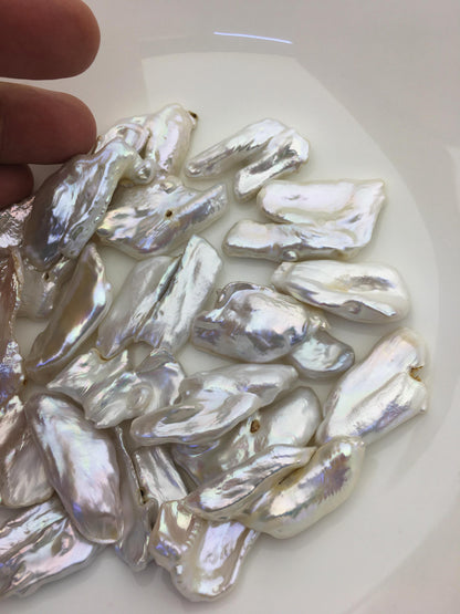 22pcs AA 14-25mm white biwa keshi Freshwater Pearls, no hole,ZS-80-1-16