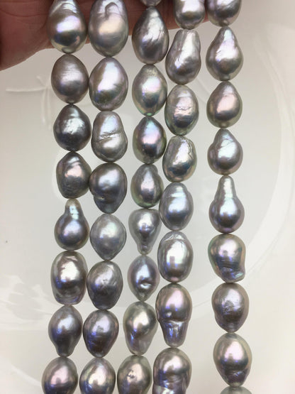 AA+ 10-12mm big gray baroque drop Edison Freshwater Pearl,ED12-2A-5-1