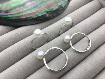 AAA white Pearl Genuine Sterling silver ring,anniversary ring,wedding rings for women,sterling silver 925 open ring jewellery,R1-042