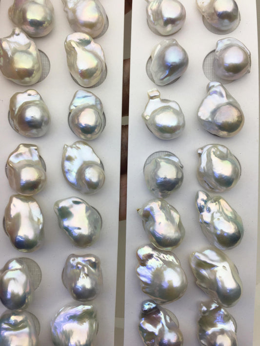 5 pairs AAA- 12-15mm White Flameball Pearl Pairs,no hole,Baroque Cultured Freshwater Pearl,flameball pearls,FL15-3A-13