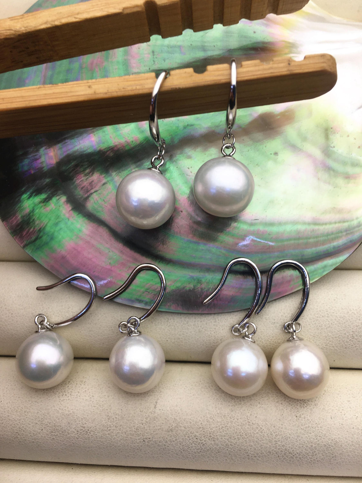 1 pair AA+ 10-11mm White Round edison pearl dangle earrings,S925 Sterling Sliver earrings,wedding pearl earrings,SE3-T9-30