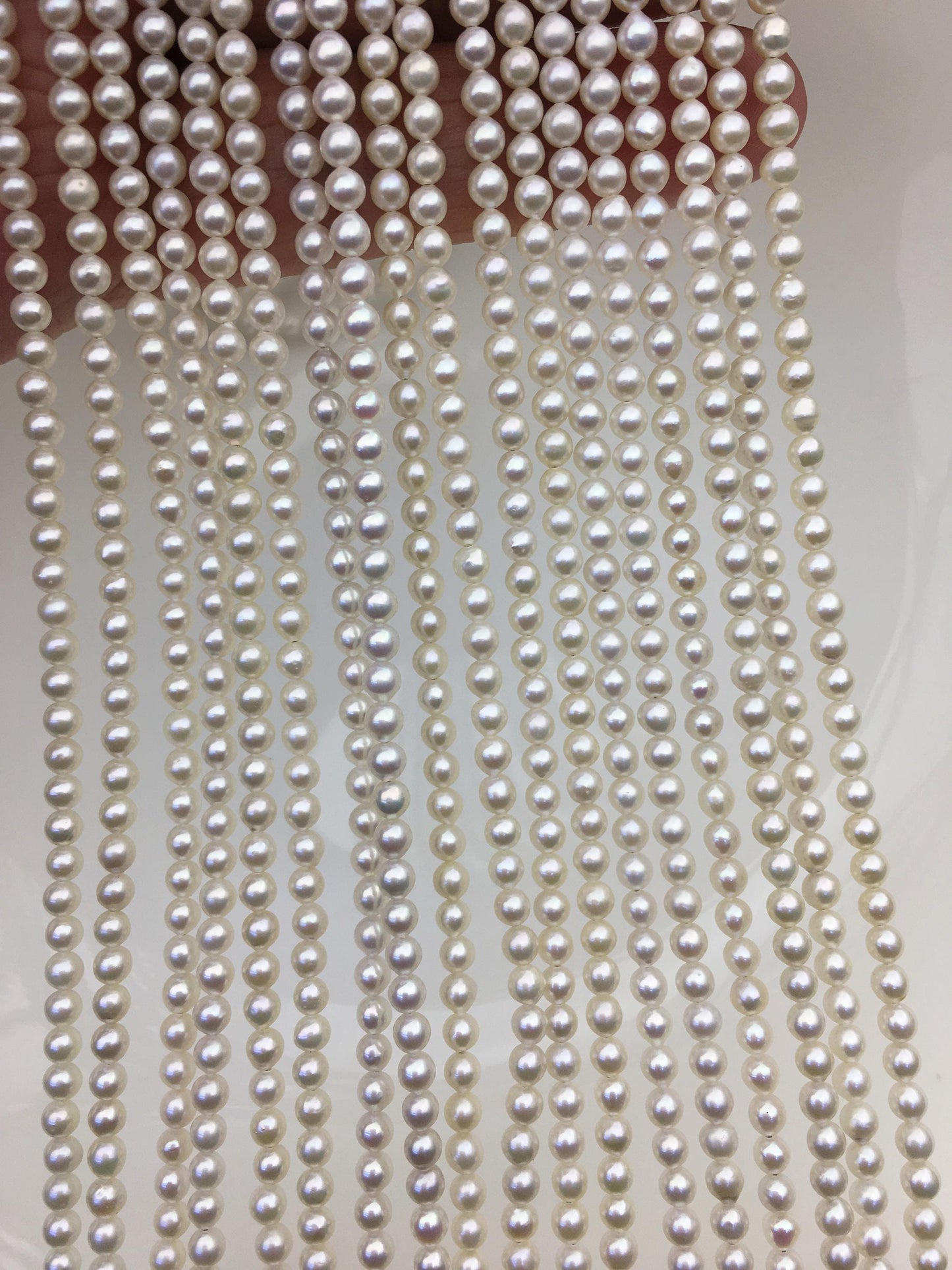 AAA 3-3.5mm white oval near round freshwater pearls,near round pearl strands,pearl wholesale,RP3-T3