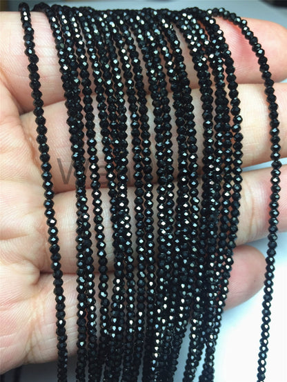 AAA 2mmx2mm Very High Luster Black Spinel Round Faceted, 15.5 inch,one strand,Semi Precious stone,SP-R2-002