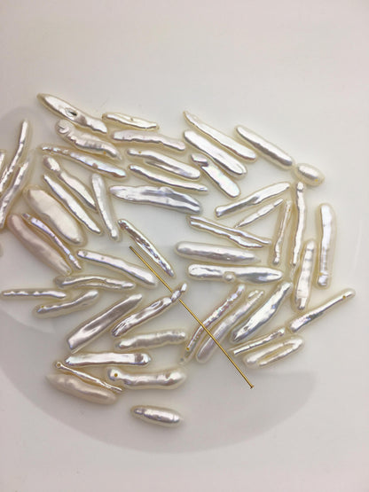 20pcs AAA 3-5x15-22mm White Toothpick pearls,0.8mm top side hole,ZS-80-9