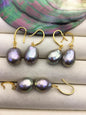1 pair AAA 11-12mm gray drop edison pearl dangle earrings,S925 Sterling Sliver earrings,SE3-T9-64