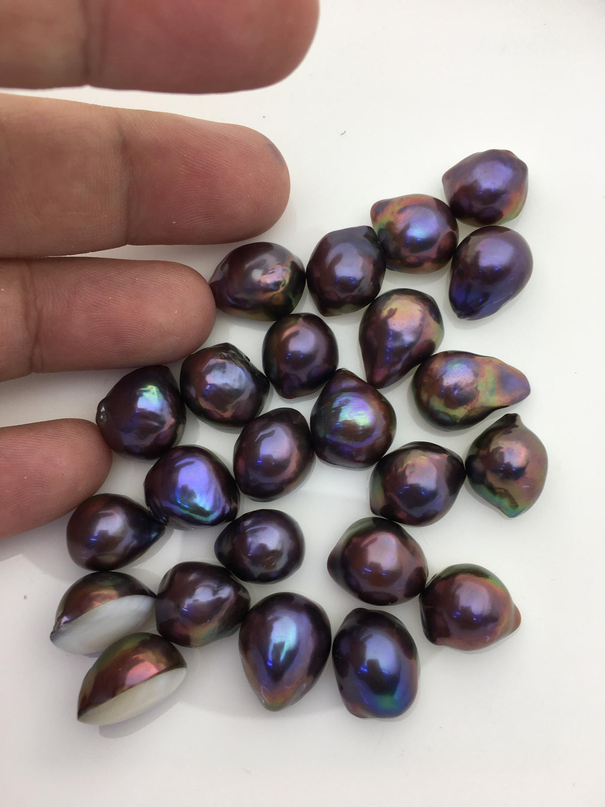 24pcs AAA 11-14mm Black Rainbow Baroque Freshwater Mabe Natural Rainbow Freshwater Pearls,no hole,MB-T12