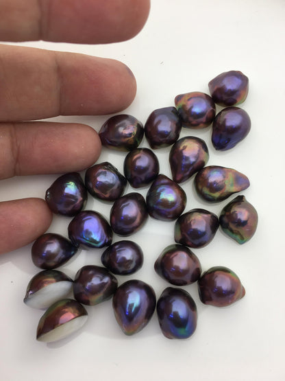 24pcs AAA 11-14mm Black Rainbow Baroque Freshwater Mabe Natural Rainbow Freshwater Pearls,no hole,MB-T12