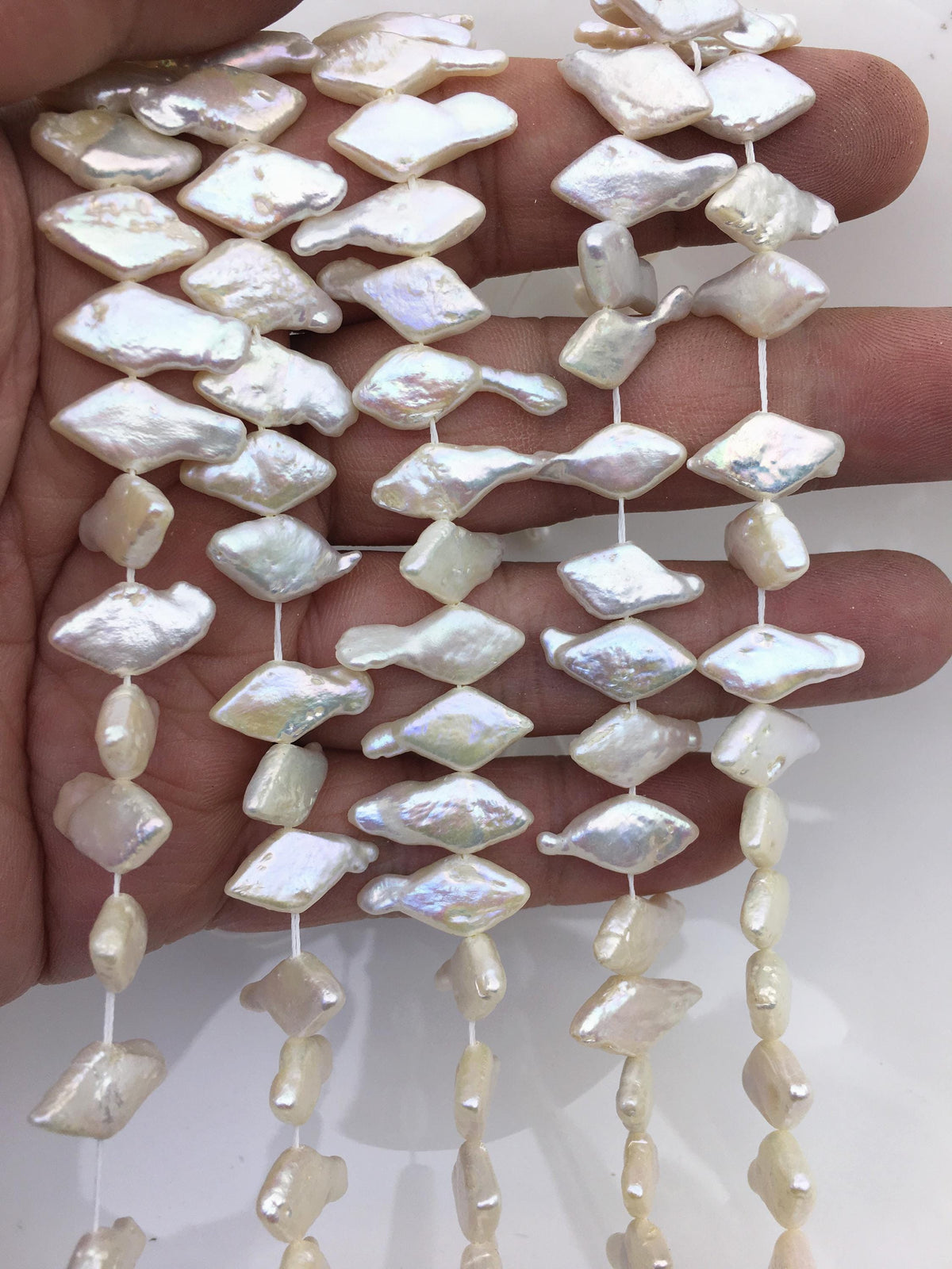 AA+ 8-9mm White diamond Shape Freshwater Pearl,ZS-119-30